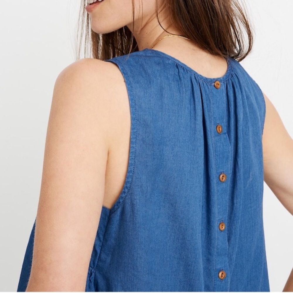 MADEWELL Riverbank Button-Back Top in Indigo Top - Picture 2 of 5